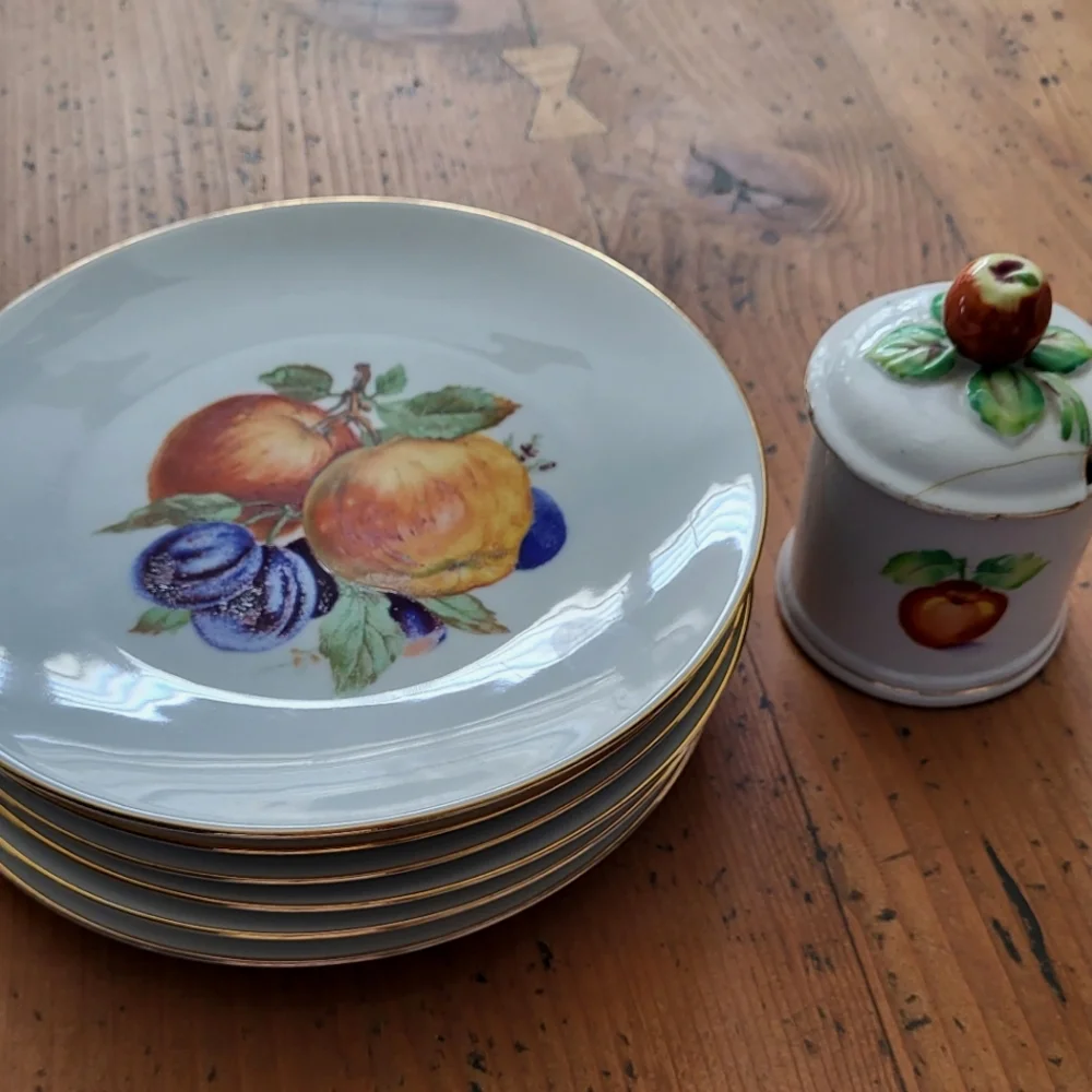 Antique Fruit Plates & Jam Jar